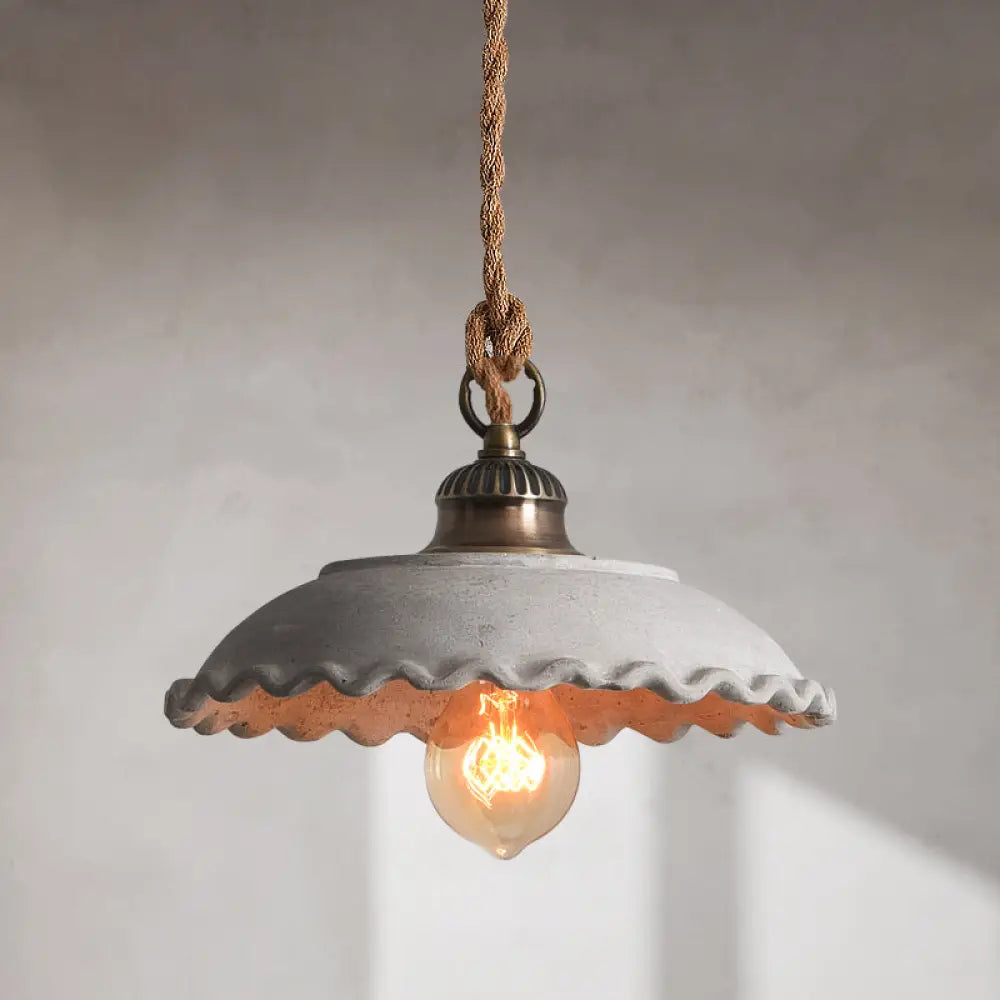 Concrete Pendant Light Fixture Gray Industrial Ceiling Lamp E26 Base Minimalist Hanging Shade for Kitchen Island Dining Room Living Room | Thomler