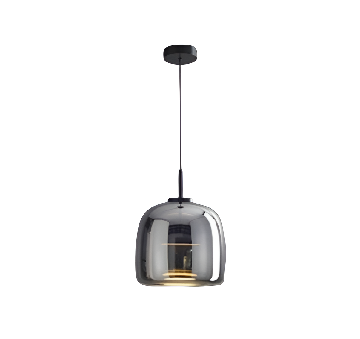 Pendant Light Hand Blown Glass Ø38.0 cm Smoked Grey Dining Room Kitchen Island Adjustable LED Hanging Ceiling Lamp | Thomler