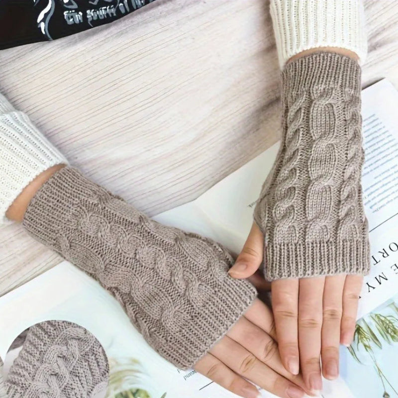 Fleece-Lined Half-Finger Mittens for Women – Thermal Knit Hand Warmers with Extended Cuff for Texting & Outdoor Activities | Thomler