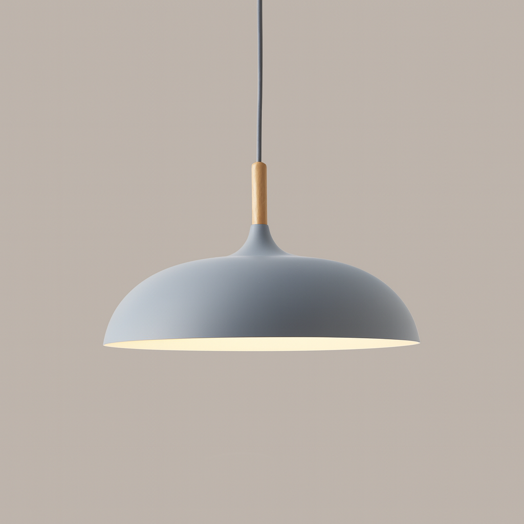 Pendant Light Aluminium Wood 35.0 cm Pastel Dining Room Kitchen Island Hanging Ceiling Lamp E27 Retro Dome Globe | Thomler