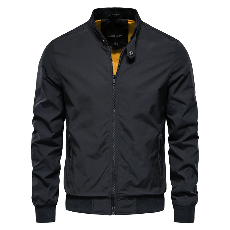 Lightweight Bomber Jacket for Men – Summer Sport Coat with Ribbed Collar & Glossy Finish for Casual Everyday Wear | Thomler