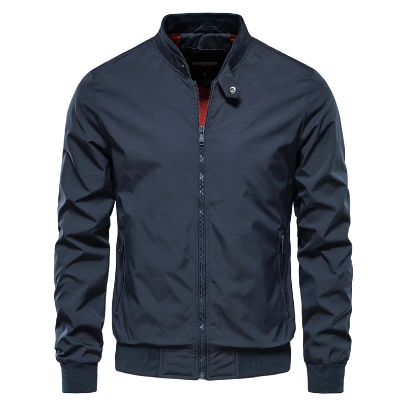 Lightweight Bomber Jacket for Men – Summer Sport Coat with Ribbed Collar & Glossy Finish for Casual Everyday Wear | Thomler