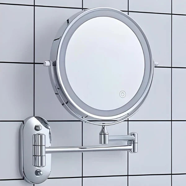 Wall Mounted Makeup Mirror Stainless Steel 20.0 cm LED Bathroom Magnifying Touch Control Rechargeable Vanity Grooming Mirror | Thomler
