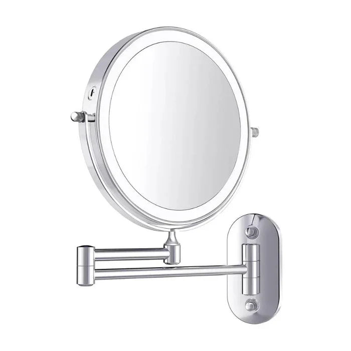 Wall Mounted Makeup Mirror Stainless Steel 20.0 cm LED Bathroom Magnifying Touch Control Rechargeable Vanity Grooming Mirror | Thomler