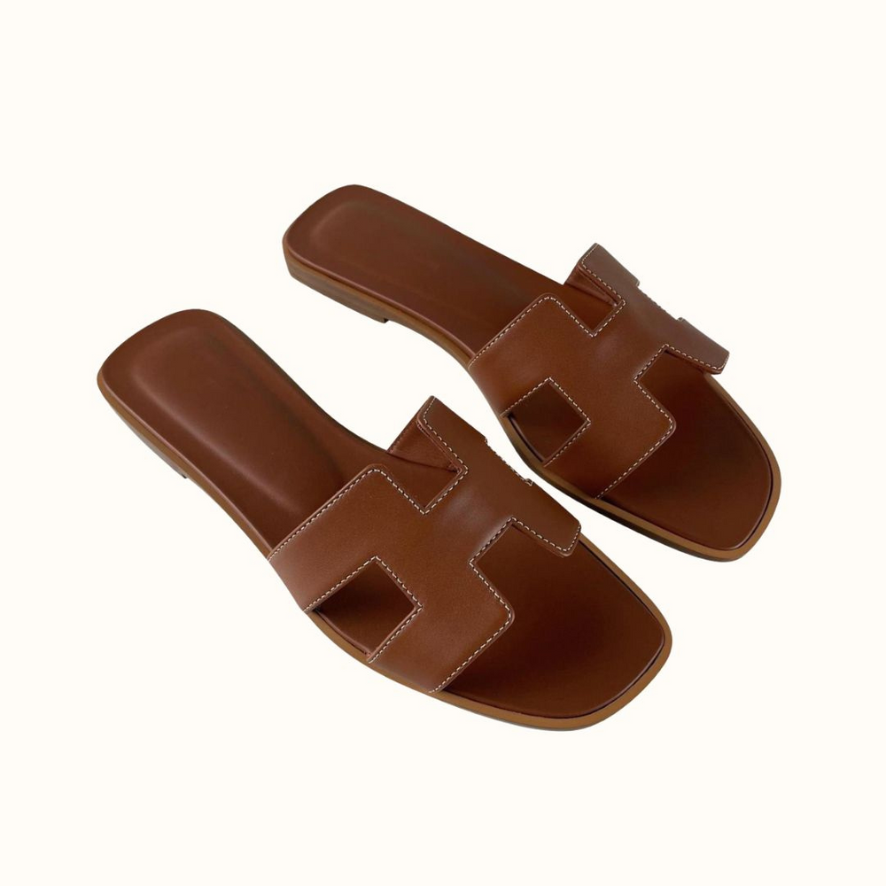 Women's Slip-On Sandals Flat Synthetic Leather Slide Slippers White Black Brown Pink Gold for Summer Beach Casual Everyday | Thomler