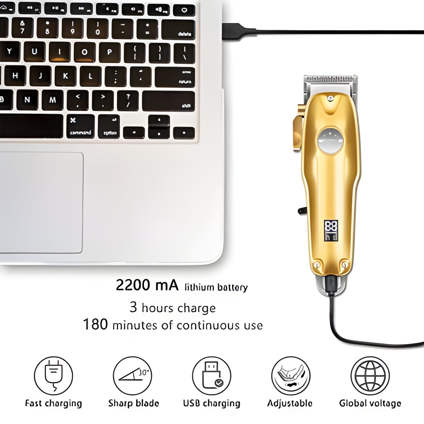 Metal Cordless Hair Trimmer Set with T-Blade Outliner & Foil Shaver for Men – Rechargeable Clippers with Adjustable Lever & 4 Guide Combs fo | Thomler
