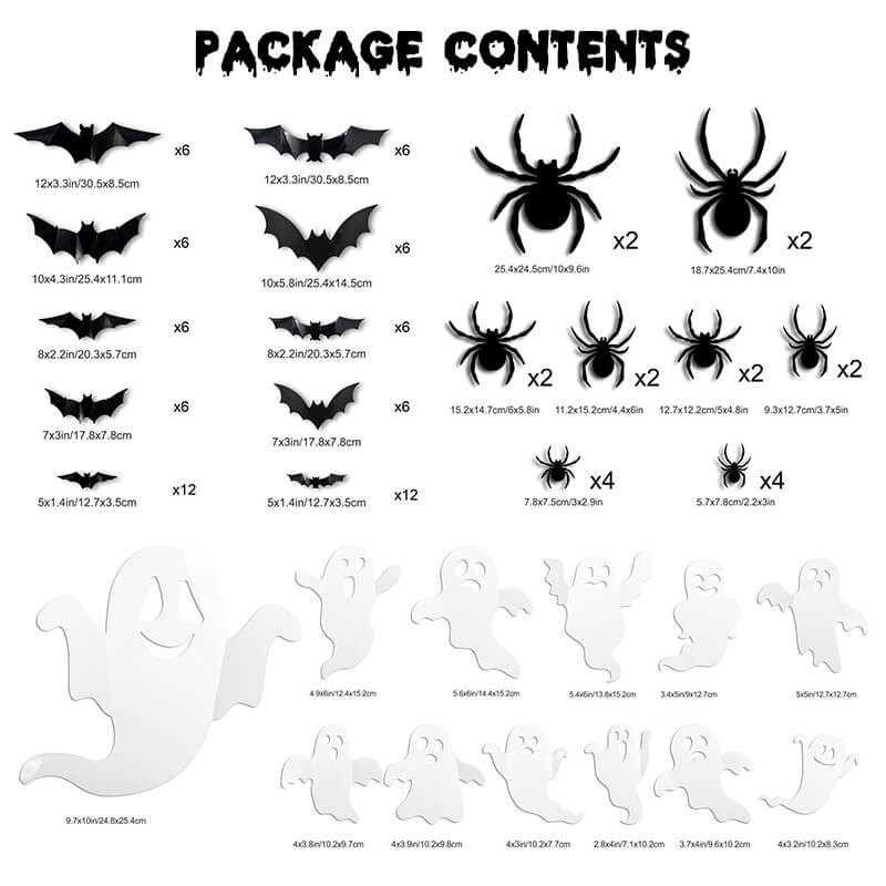 Glowing Halloween Figures – 104-Piece Flying Creatures & Spirits Wall Display Kit for Spooky Home Decorating, 3D Adhesive Décor with | Thomler