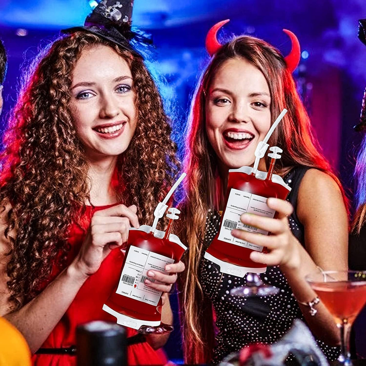 IV Blood Pouch Beverage Holders – 50-Pack Spooky Drinkware for Horror & Monster-Themed Gatherings | Thomler