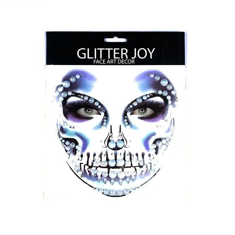Stick-On Costume Jewels – Complete Scary Face Kit with Skull & Skeleton Designs for Halloween | Thomler