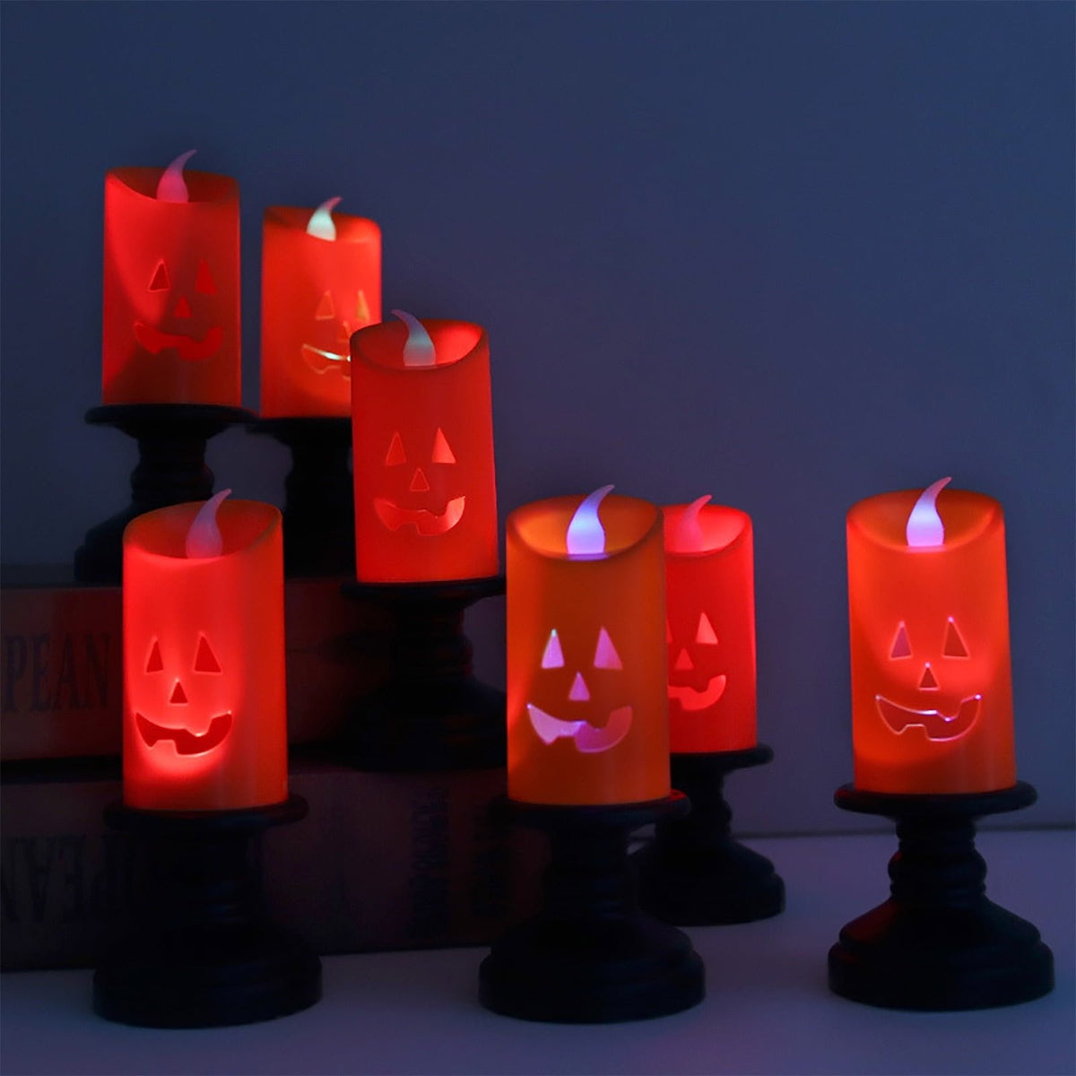 Battery-Operated Jack-O'-Lantern LED Light – Realistic Flickering Glow for Indoor Halloween Displays | Thomler