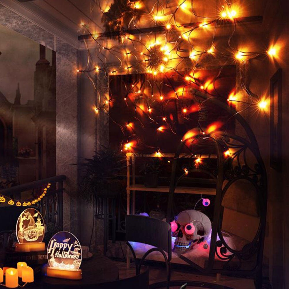 39-Inch LED Cobweb Decoration with Remote – 8 Modes, Weather-Resistant for Indoor & Outdoor Halloween Decor | Thomler