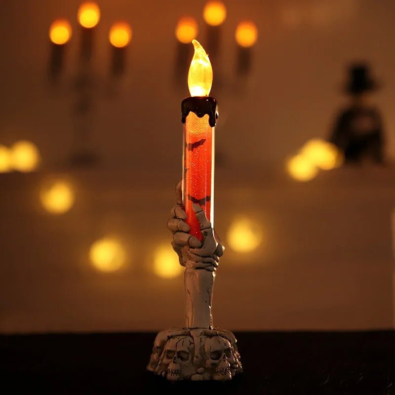 LED Skeleton Hand Taper – Battery-Powered Flameless Candle Light for Spooky Home Decor & Parties | Thomler