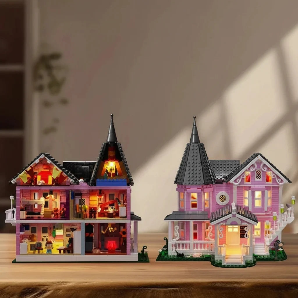 Spooky Mansion Construction Kit with Built-In Lights – 1,349 Bricks for Halloween Displays & Creative Building Fun | Thomler