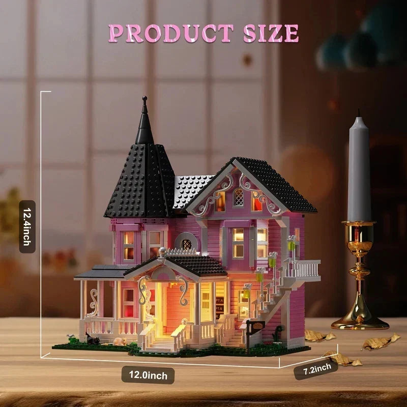 Spooky Mansion Construction Kit with Built-In Lights – 1,349 Bricks for Halloween Displays & Creative Building Fun | Thomler