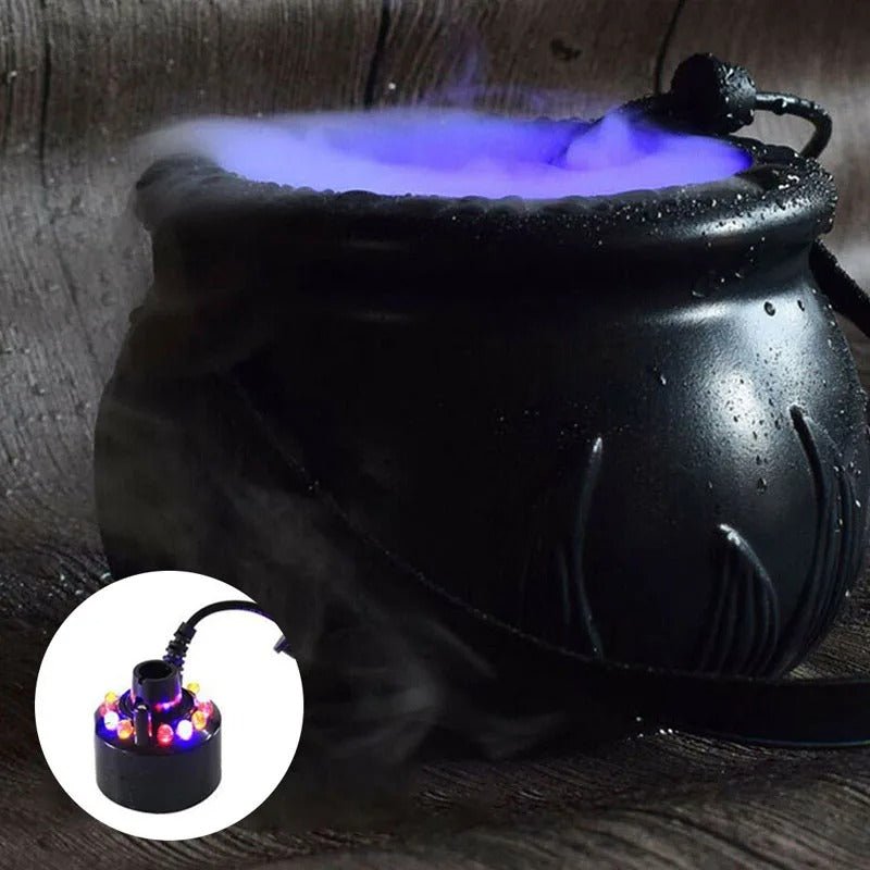 Spooky Cauldron Fog Machine with Color-Changing LEDs for Halloween Decorations & Atmospheric Party Effects | Thomler