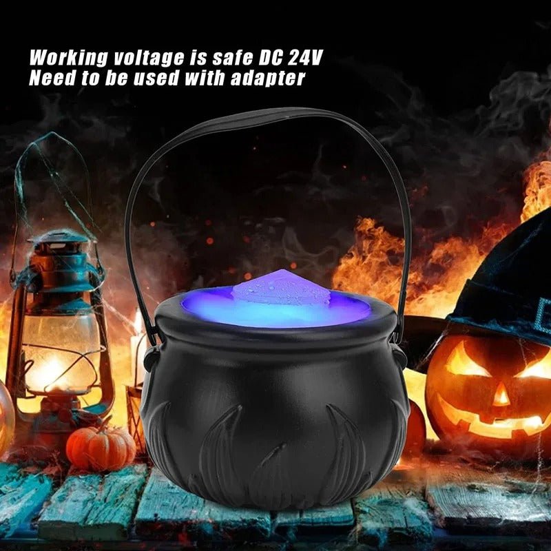 Spooky Cauldron Fog Machine with Color-Changing LEDs for Halloween Decorations & Atmospheric Party Effects | Thomler