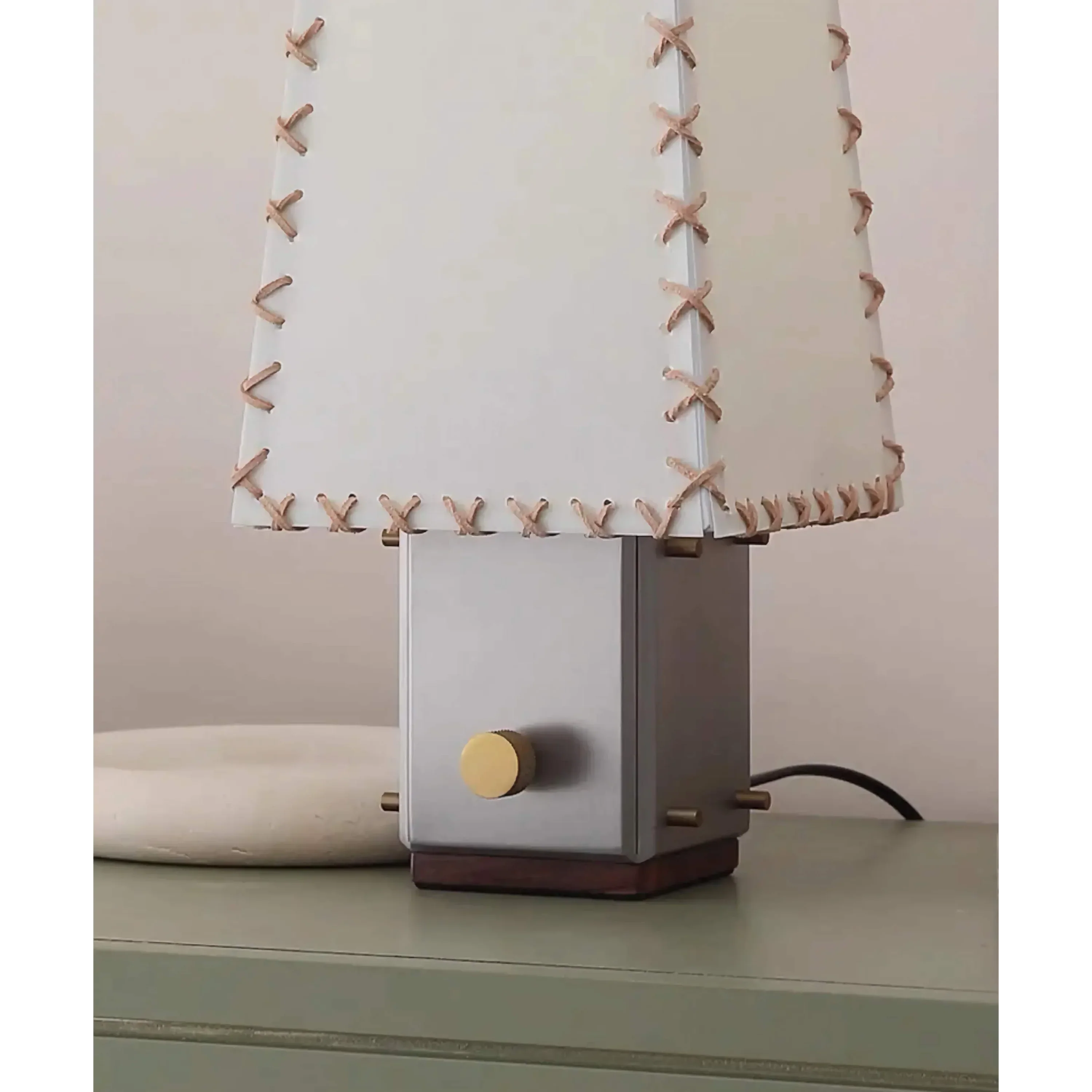 Table Lamp Parchment Shade 19.7 in Warm White Bedroom Living Room Japandi Minimalist Bedside Lighting | Thomler