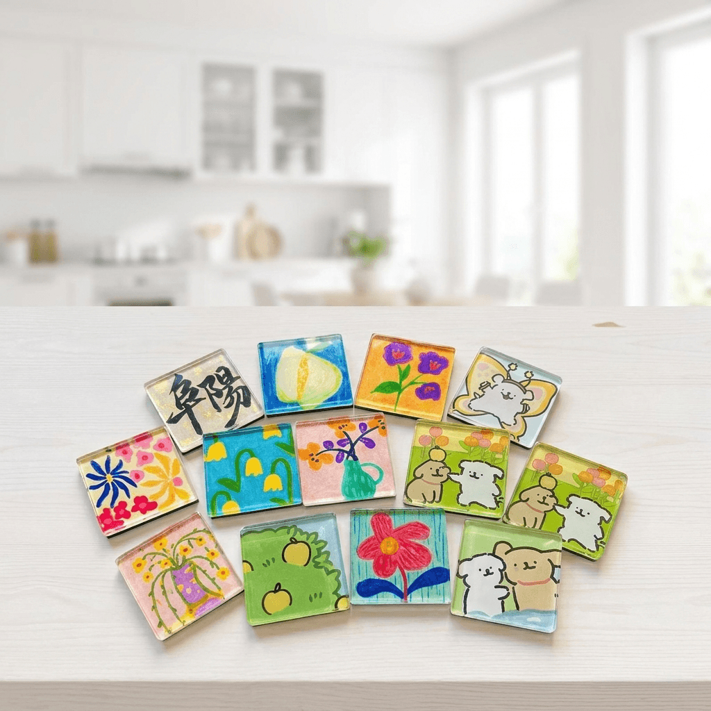 DIY Photo Fridge Magnets – Clear Acrylic Blank Magnet Set for Custom Pictures & Keepsakes – Round, Square & Rounded Edges – 9 or 16 Pack | Thomler