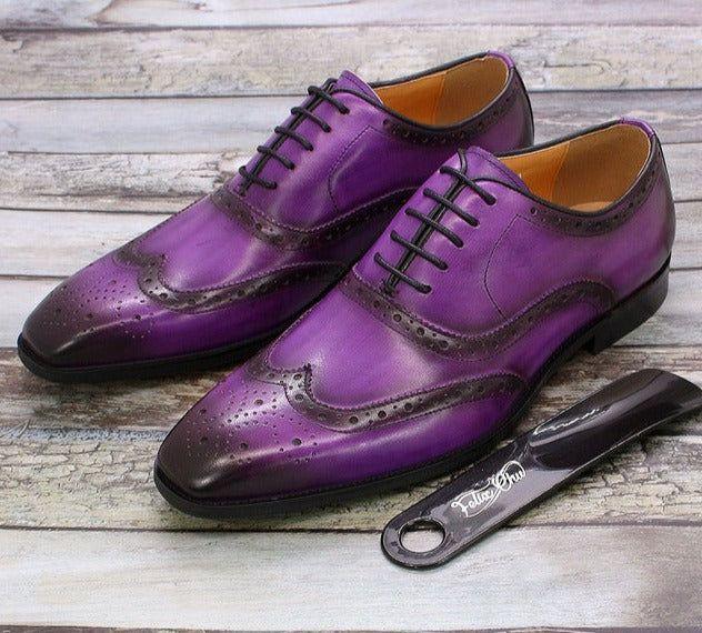 Men's Wingtip Brogue Oxford Dress Shoes in Cowhide Leather with Sheepskin Lining for Office, Business & Formal Wear | Thomler