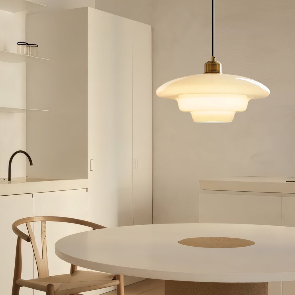 Pendant Light Glass 12.6 in Adjustable Art Deco Dining Room Kitchen Island Hanging Ceiling Lamp | Thomler