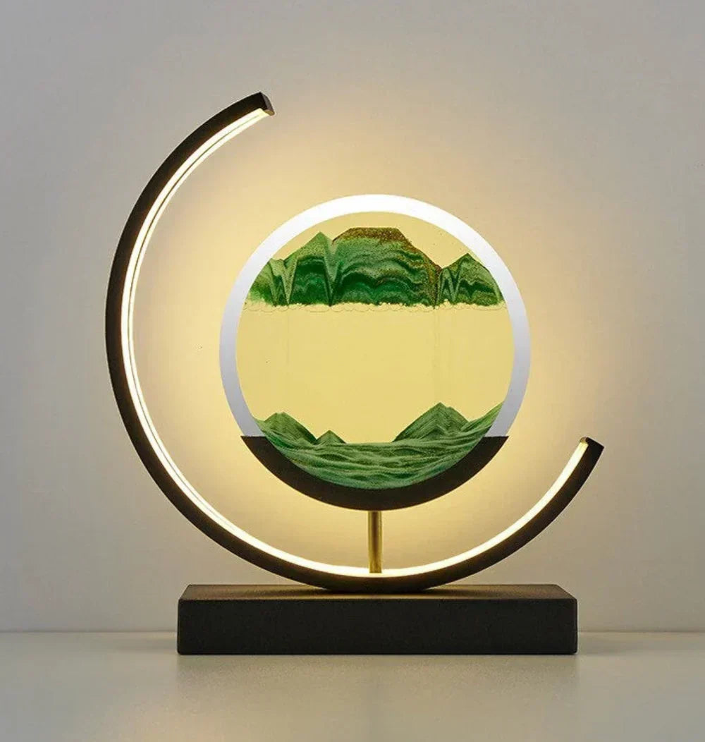 Illuminated Sand Art Table Lamp with Dual Color Glow for Bedroom Nightstand Desk Home Office Living Room Ambient Lighting Decor | Thomler