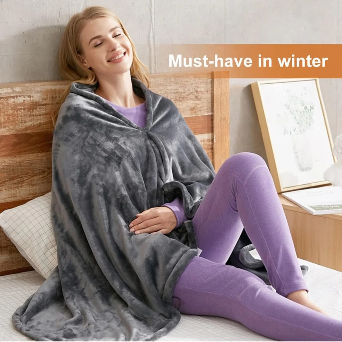USB Heated Shoulder Cape with Zipper Closure & 3 Heat Settings | Thomler