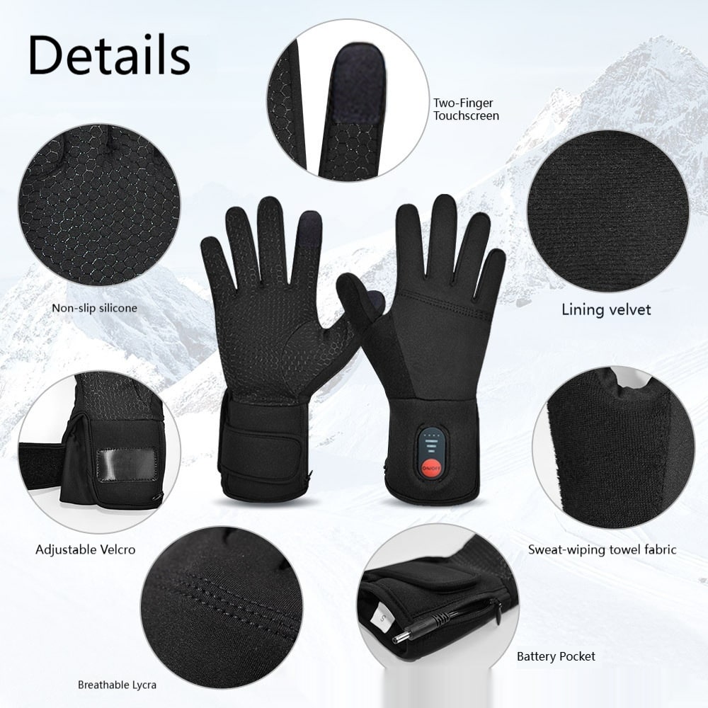 Battery-Powered Winter Gloves with 3-Level Heating & Phone-Touch Fingertips for Cold Weather | Thomler