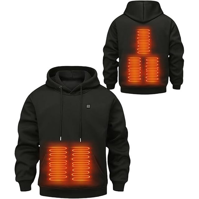 USB-Powered Heated Hoodie with Full Zip, Drawstring Hood & Adjustable Heat Zones for Winter Warmth | Thomler