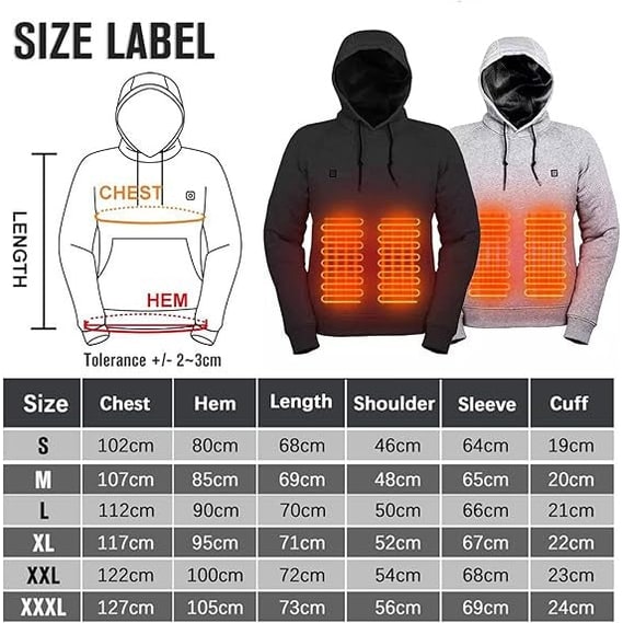 USB-Powered Heated Hoodie with Full Zip, Drawstring Hood & Adjustable Heat Zones for Winter Warmth | Thomler
