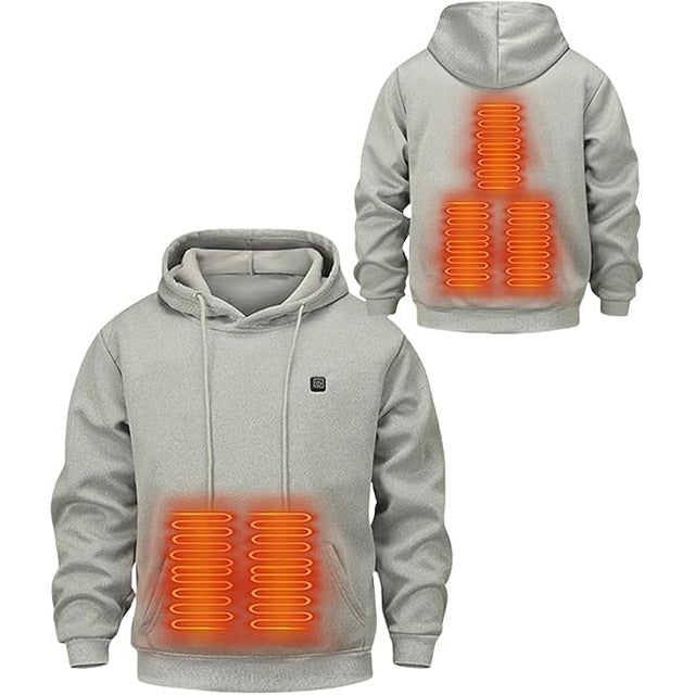 USB-Powered Heated Hoodie with Full Zip, Drawstring Hood & Adjustable Heat Zones for Winter Warmth | Thomler