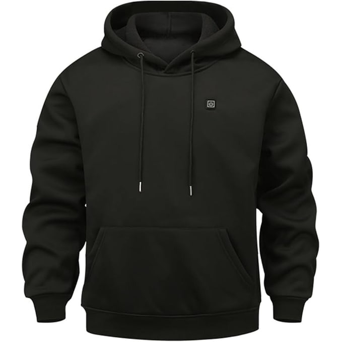 USB-Powered Heated Hoodie with Full Zip, Drawstring Hood & Adjustable Heat Zones for Winter Warmth | Thomler