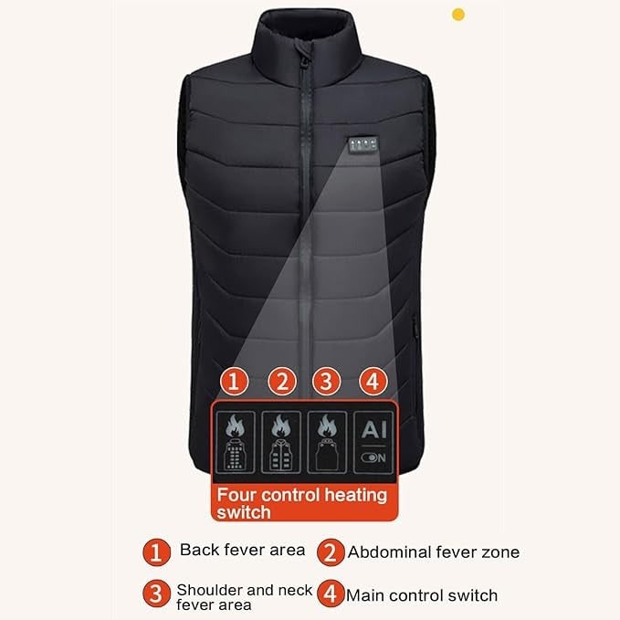 Battery-Powered Heating Vest with Chest Controls, Quilted Shell & Multi-Zone Warmth | Thomler