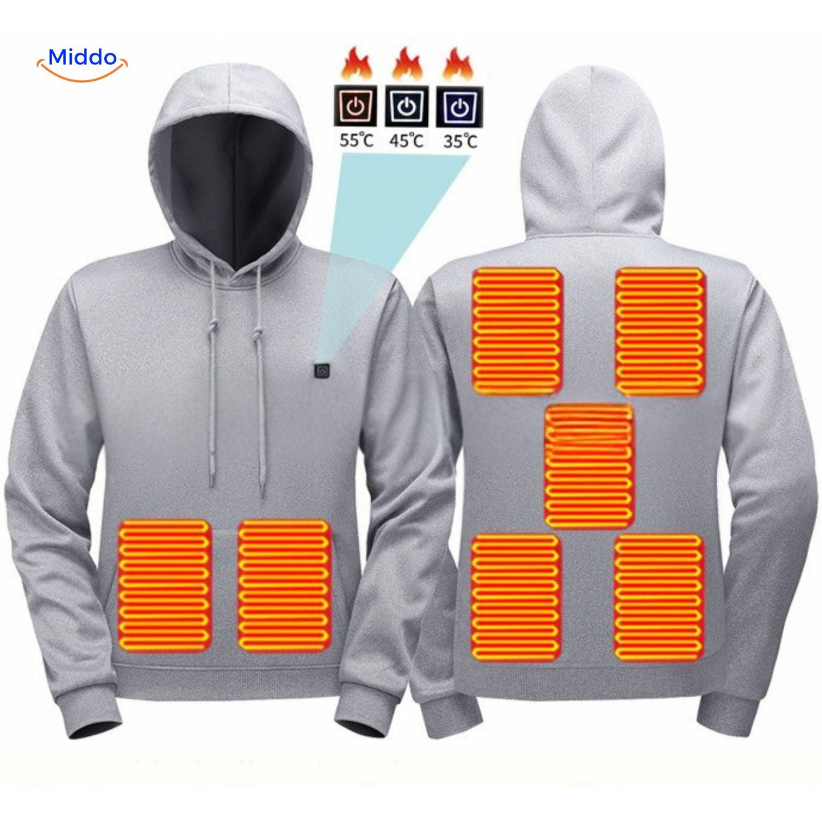 USB Heated Hoodie – Adjustable Warmth Control, Machine Washable, Soft Fleece Pullover for Cold Weather | Thomler