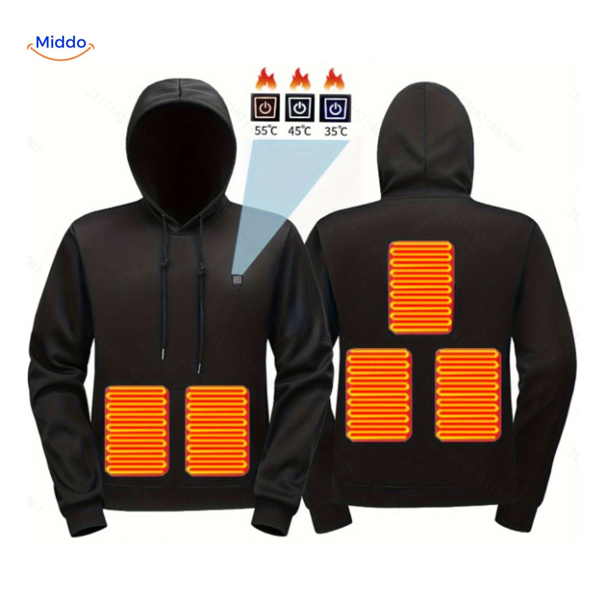 USB Heated Hoodie – Adjustable Warmth Control, Machine Washable, Soft Fleece Pullover for Cold Weather | Thomler