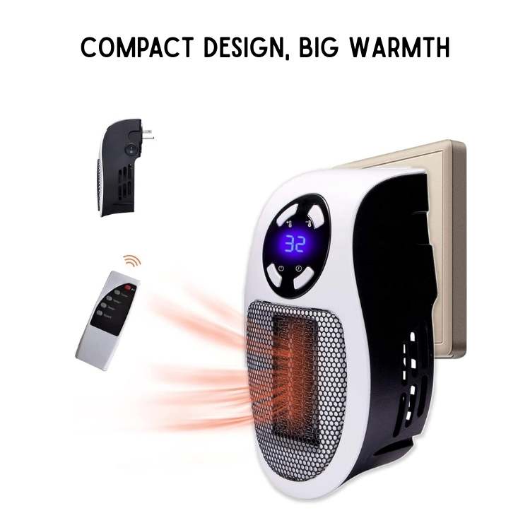 Space Heater Ceramic 32.0 m² White Indoor Bathroom Bedroom Office Portable Fan Heater Remote Timer | Thomler