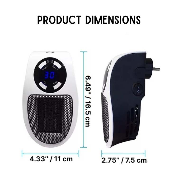 Space Heater Ceramic 32.0 m² White Indoor Bathroom Bedroom Office Portable Fan Heater Remote Timer | Thomler