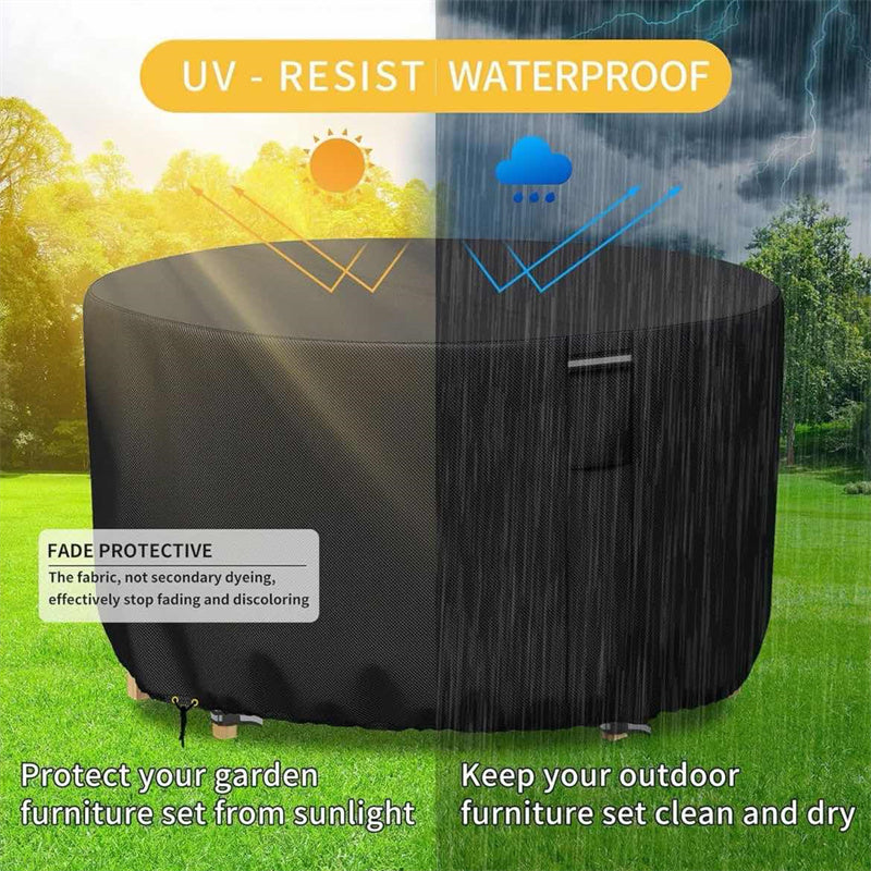 Weatherproof Circular Patio Table Cover with Ventilation – 600D Oxford Fabric, Adjustable Drawstring, UV-Resistant Protection for Round | Thomler