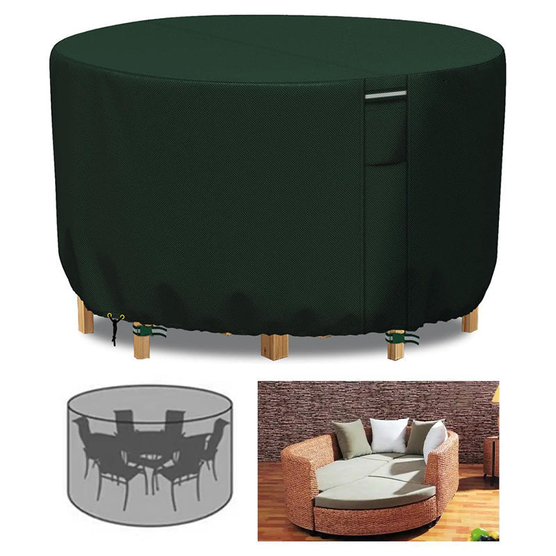 Weatherproof Circular Patio Table Cover with Ventilation – 600D Oxford Fabric, Adjustable Drawstring, UV-Resistant Protection for Round | Thomler