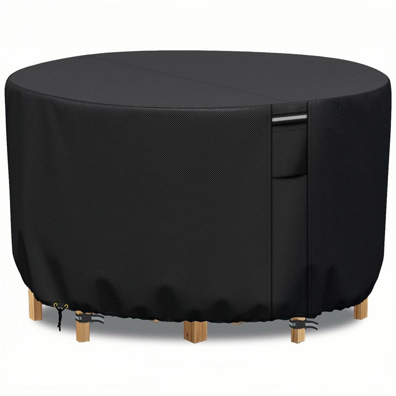 Weatherproof Circular Patio Table Cover with Ventilation – 600D Oxford Fabric, Adjustable Drawstring, UV-Resistant Protection for Round | Thomler