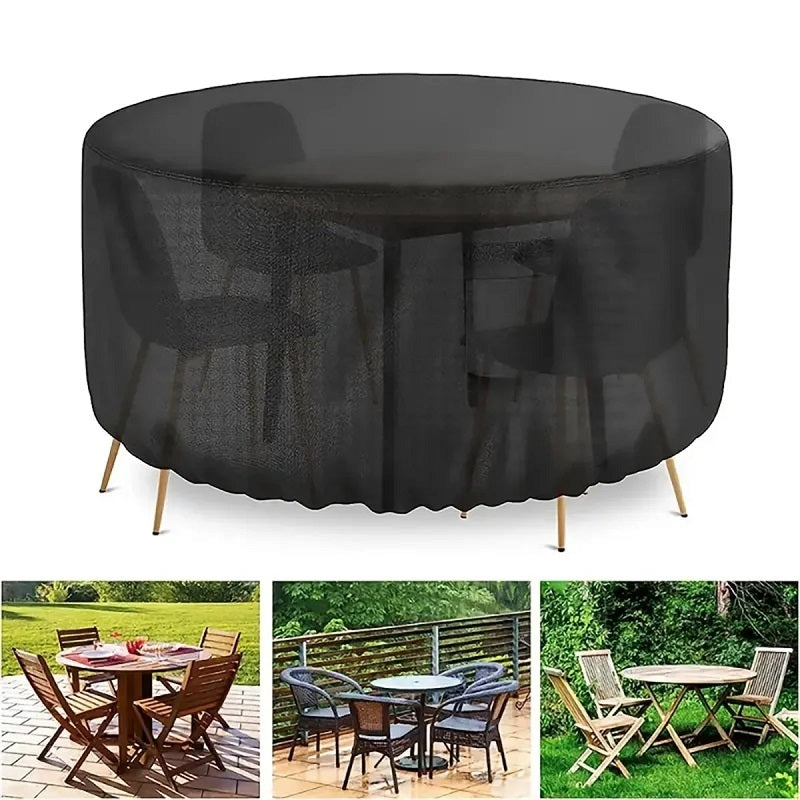 Weatherproof Circular Patio Table Cover with Ventilation – 600D Oxford Fabric, Adjustable Drawstring, UV-Resistant Protection for Round | Thomler