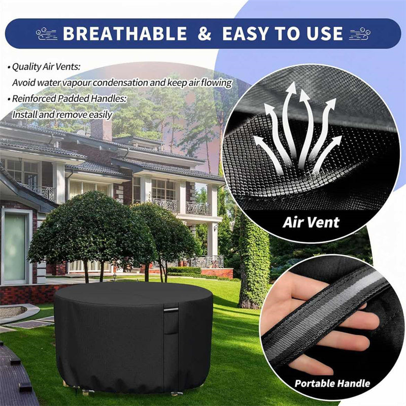 Weatherproof Circular Patio Table Cover with Ventilation – 600D Oxford Fabric, Adjustable Drawstring, UV-Resistant Protection for Round | Thomler