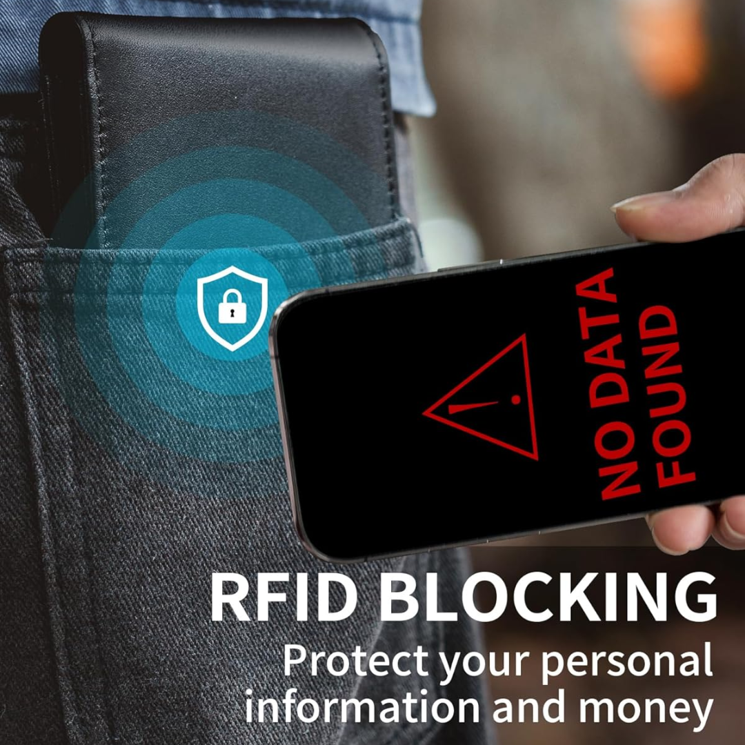 Genuine Leather RFID-Blocking Bifold Wallet for Men – Slim Card Holder with ID Window & Cash Compartment | Thomler