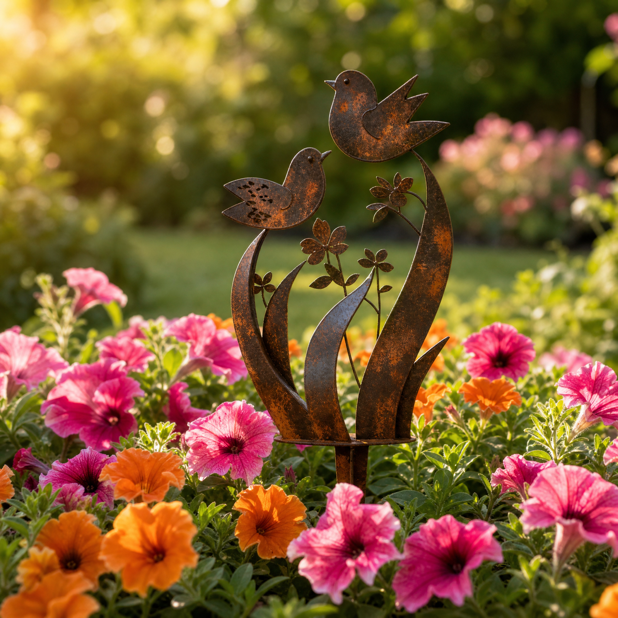 Metal Bird Silhouette Garden Stake with Wildflowers for Flower Beds and Planters Outdoor Yard Art Decoration | Thomler