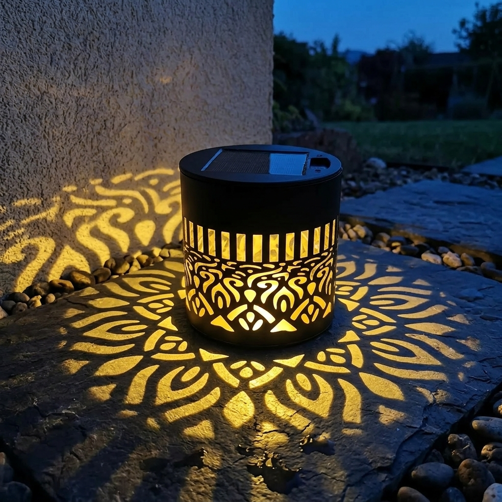 Solar-Powered Decorative Iron Light with Mandala Shadow Projection for Outdoor Walls, Patios, Gardens & Fences — Automatic Dusk Sensor, Weat | Thomler