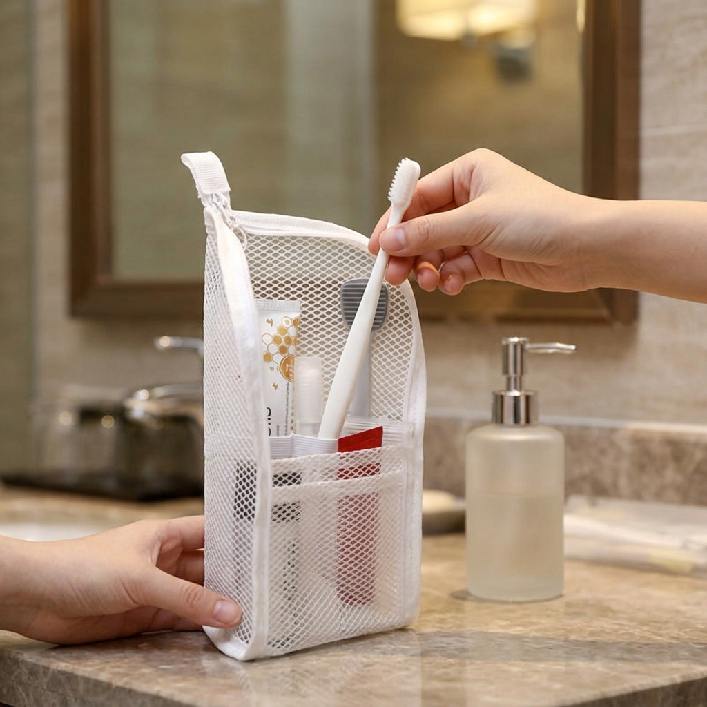 Upright Toiletry Organizer Pouch with Dividers for Travel | Water-Resistant EVA Case for Toothbrush, Toothpaste & Essentials | Compact Bathr | Thomler
