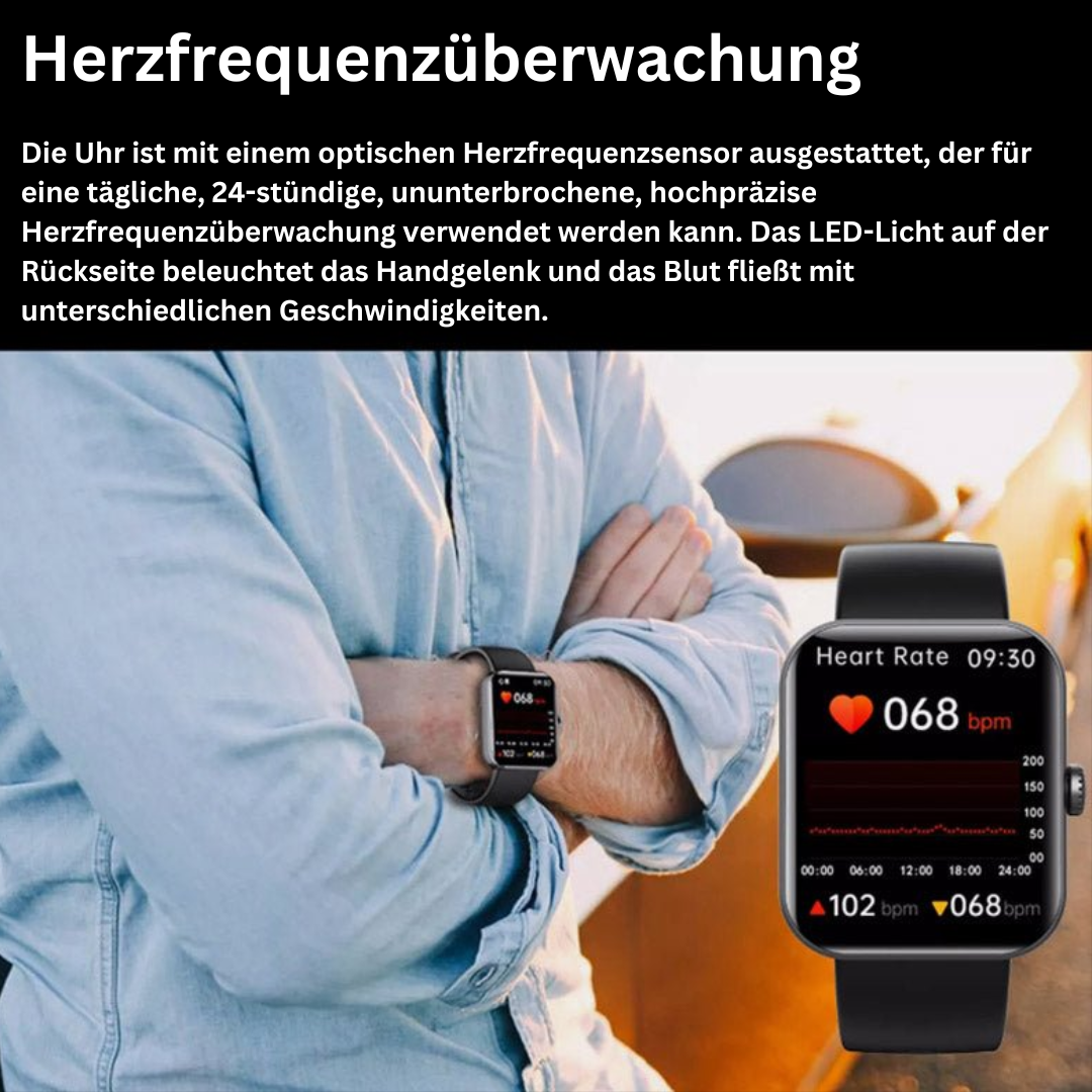 Non-Invasive Blood Sugar Monitor Watch with Heart Rate & Blood Pressure Tracking for Diabetics | Thomler
