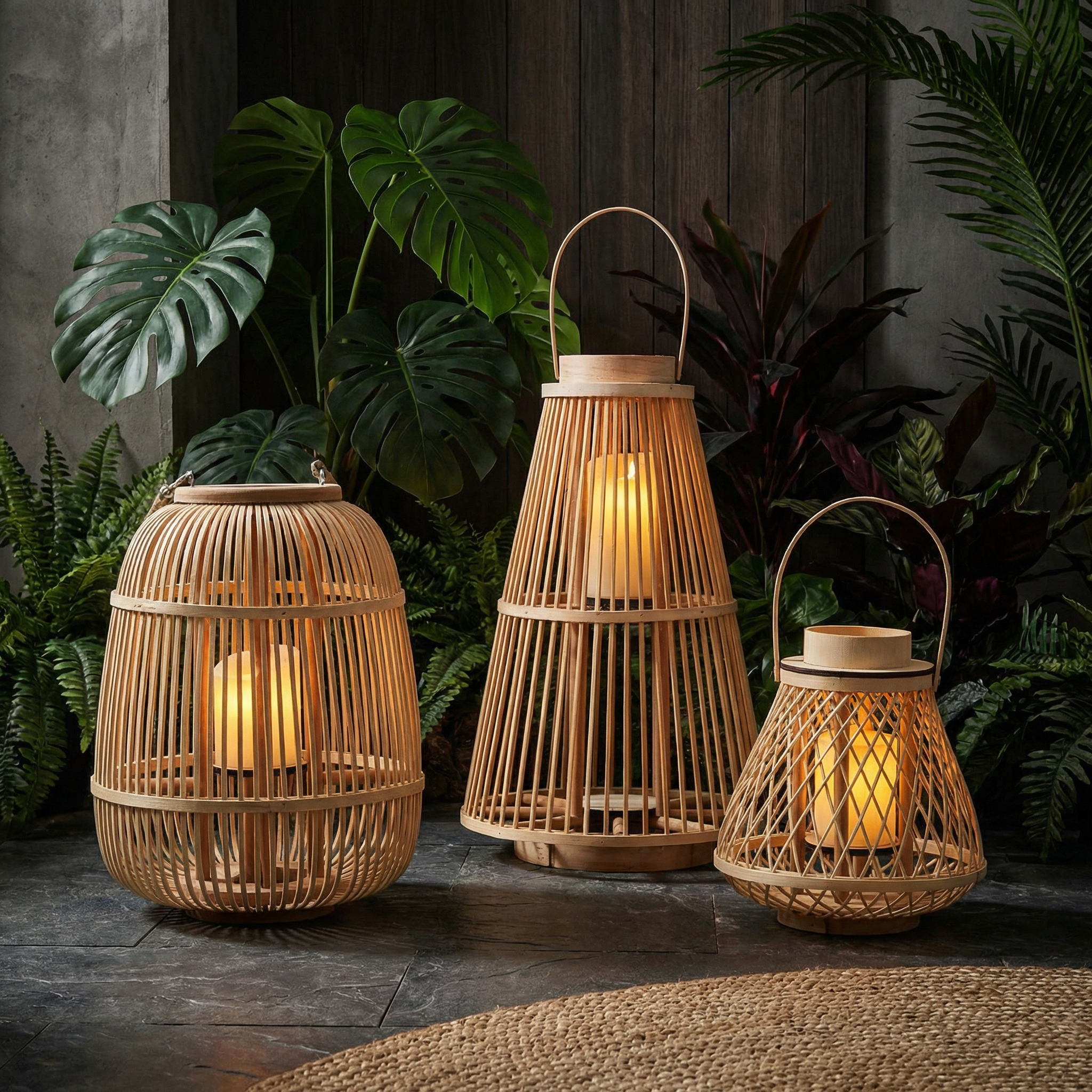 Lantern Rattan Flameless Candle Battery Powered Outdoor Patio Garden Decorative Ambient Lighting Rustic Hanging Tabletop | Thomler