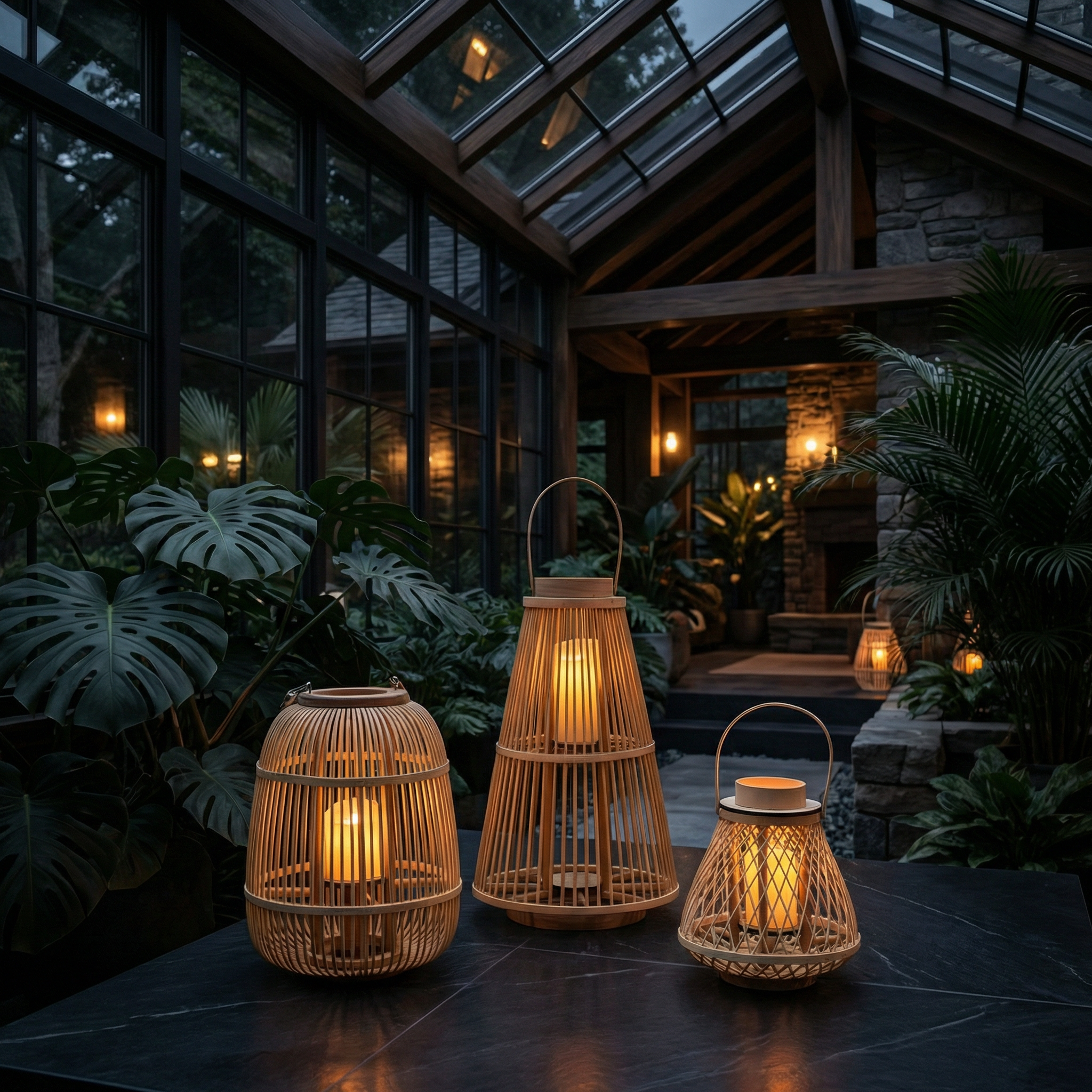 Lantern Rattan Flameless Candle Battery Powered Outdoor Patio Garden Decorative Ambient Lighting Rustic Hanging Tabletop | Thomler