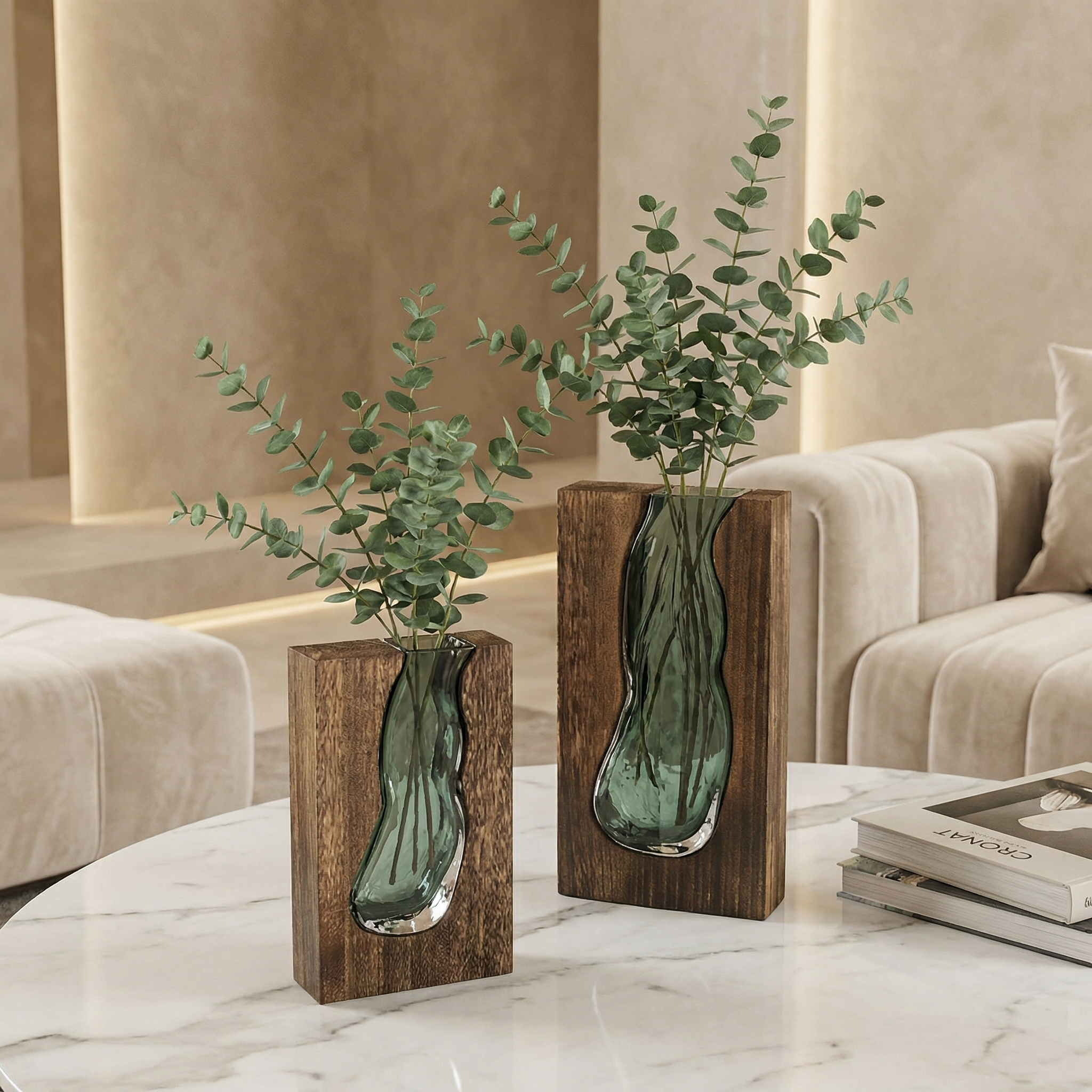 Table Vase Glass Live Edge 12 in Rustic Home Decor Centerpiece Decorative Accent | Thomler