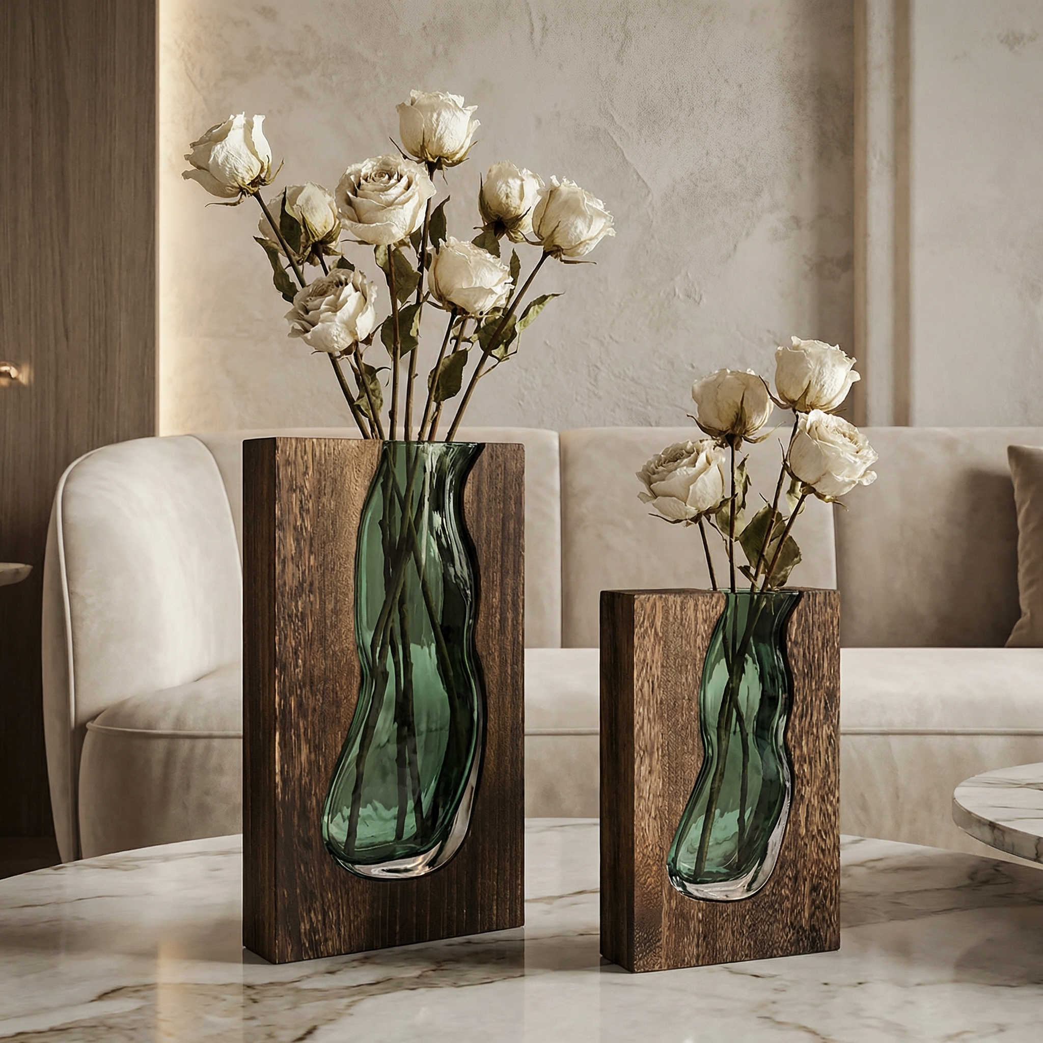 Table Vase Glass Live Edge 12 in Rustic Home Decor Centerpiece Decorative Accent | Thomler